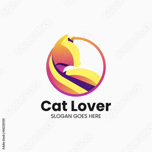 Free Download Vector Logo Illustration Cat Gradient Colorful Style - GFXLoad