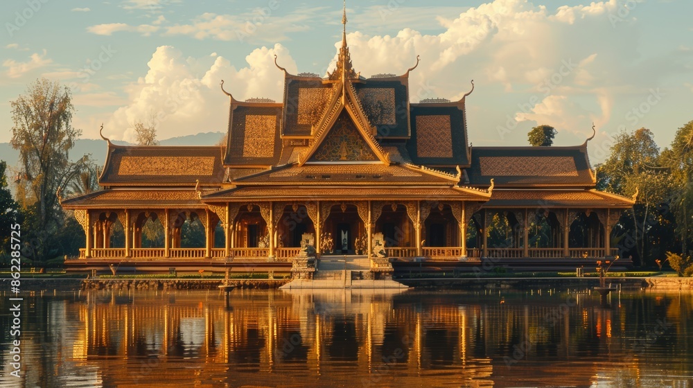 Naklejka premium Temple with Magnificent Architecture 