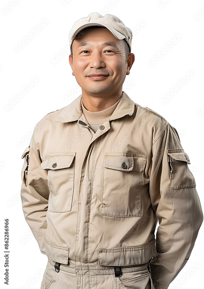 [Transparent Background PNG]portrait of a japanese worker