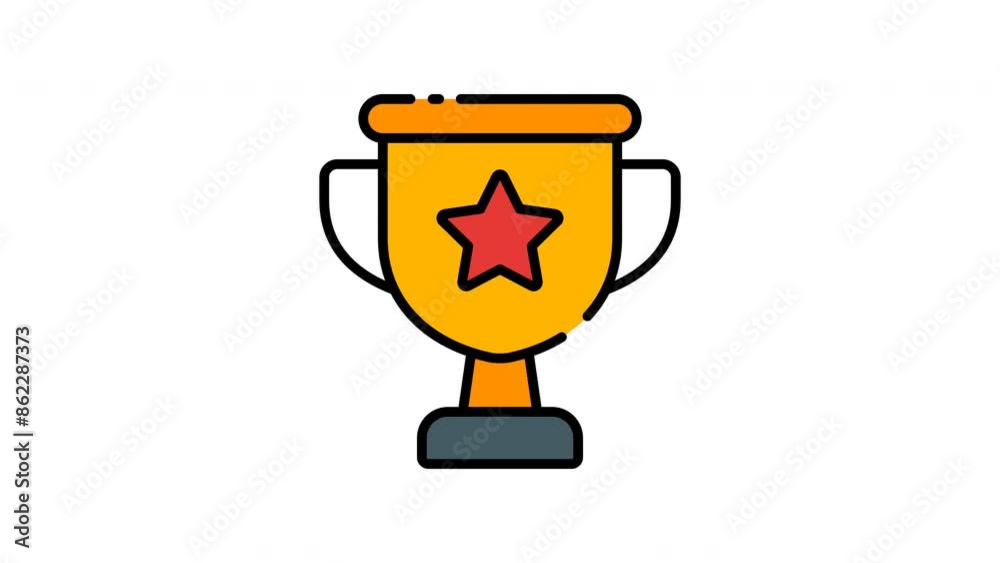 Trophy filled line icon loopable, Full HD resolution and alpha channel Trophy filled line icon loopable, Full HD resolution and alpha channel