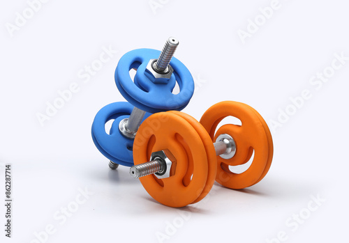 neoprene rubber coated dumbbells isolated on white background