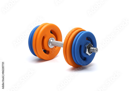 neoprene rubber coated dumbbells isolated on white background