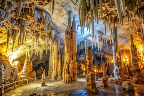 limestone cave with stalagmite spike formation photo