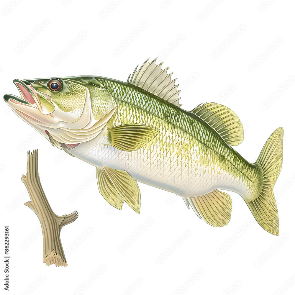 Fototapeta premium [Transparent Background PNG]Largemouth Bass Illustration