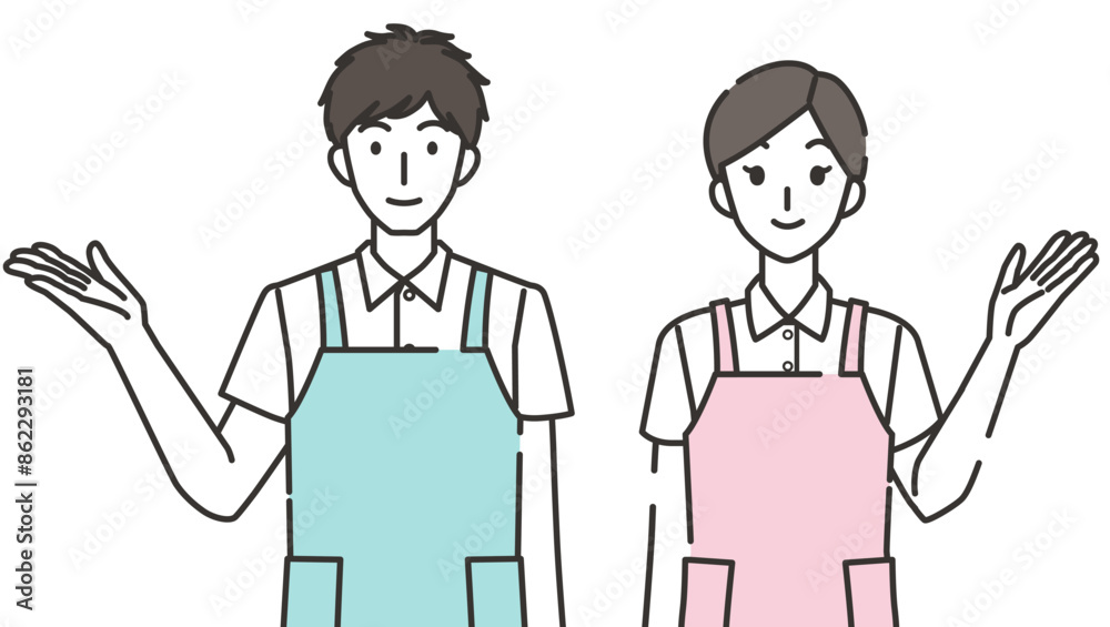 紹介する介護士の男性と女性