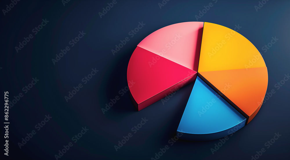 Obraz premium Colorful pie chart on a dark blue background