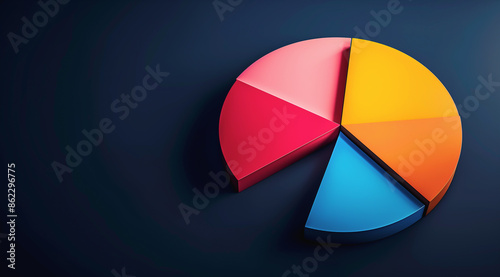 Colorful pie chart on a dark blue background