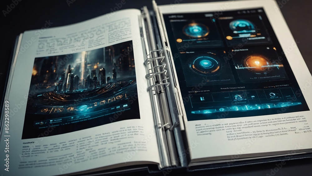Modern digital book for learning in digital futuristic style Modern digital book for learning in digital futuristic style