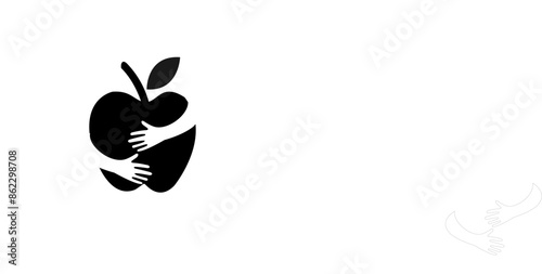 apple hug logo design concept vector illustration