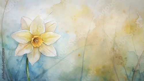 Minimalist daffodil watercolor background