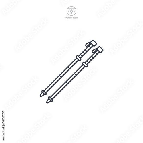 Trekking Poles Icon symbol vector illustration isolated on white background