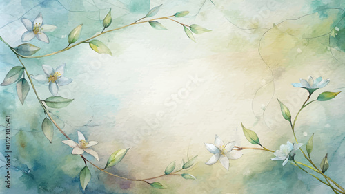Minimalist watercolor background of jasmine flowers