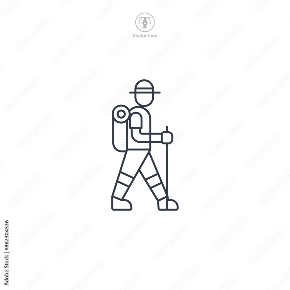 Hiker Icon symbol vector illustration isolated on white background Hiker Icon symbol vector illustration isolated on white background