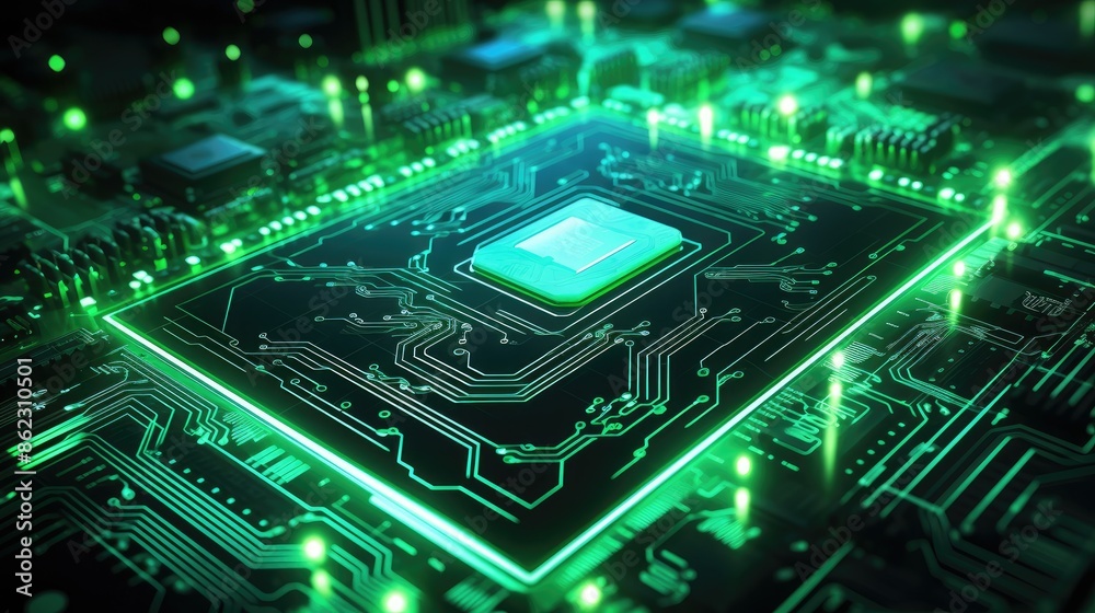 Glowing digital circuit board with cyber effects Glowing digital circuit board with cyber effects