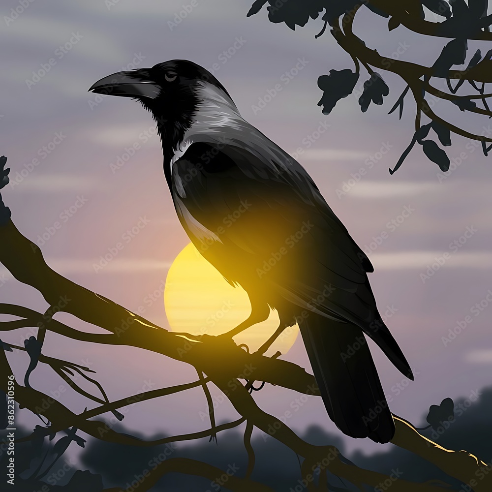 Fototapeta premium crow on a branch