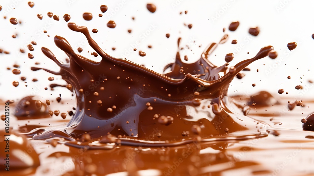 A chocolate splash on a white background. A chocolate splash on a white background.