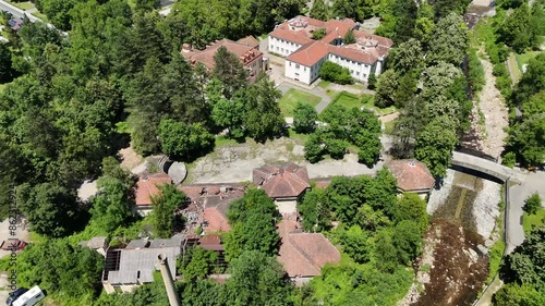 Aerial video over a small town in Varshets Bulgaria photo