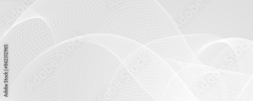 Abstract grey wavy background. Silver flowing wave line pattern. Technology curved undulated stripe wallpaper. Tech background concept for poster, banner, cover, flyer. Vector illustration
