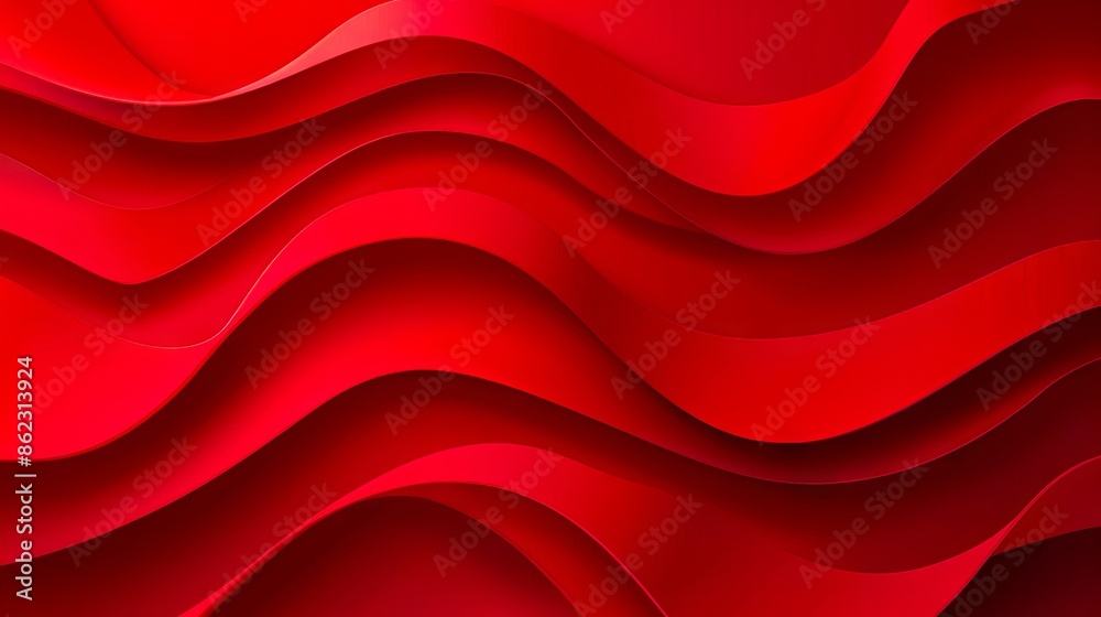 Fototapeta premium A red paper background with wavy lines.