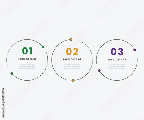 circle line connected with 3 step process. Infographic template 
