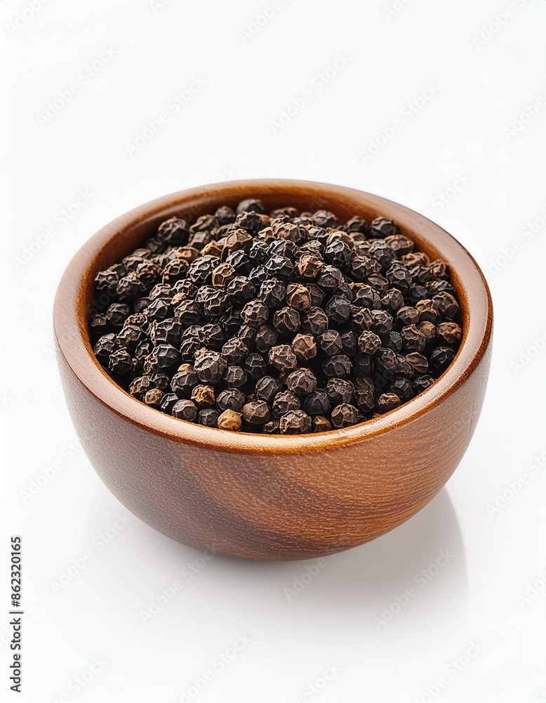 Black pepper or peppercorns in bowl Black pepper or peppercorns in bowl