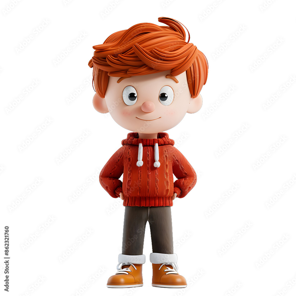 [Transparent Background PNG]3d cartoon character of a boy