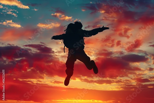 Wallpaper Mural Young athletic man jumps in the sunset. Torontodigital.ca