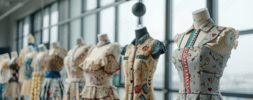 Obraz premium Eco-Friendly Upcycled Fashion Show: Innovative Sustainable Clothing Designs Promoting Circular Economy in Textiles