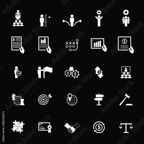 Universal business management and human resources icon set. Universal icons for web and mobile. Vector.	