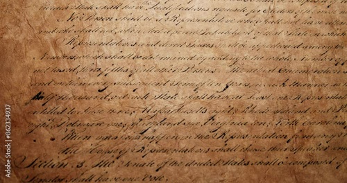 Panning cross the US American declaration of independence, stopping at We The People on old style parchment. For American Independence Day on the 4th of July, or other patriotic American celebrations.