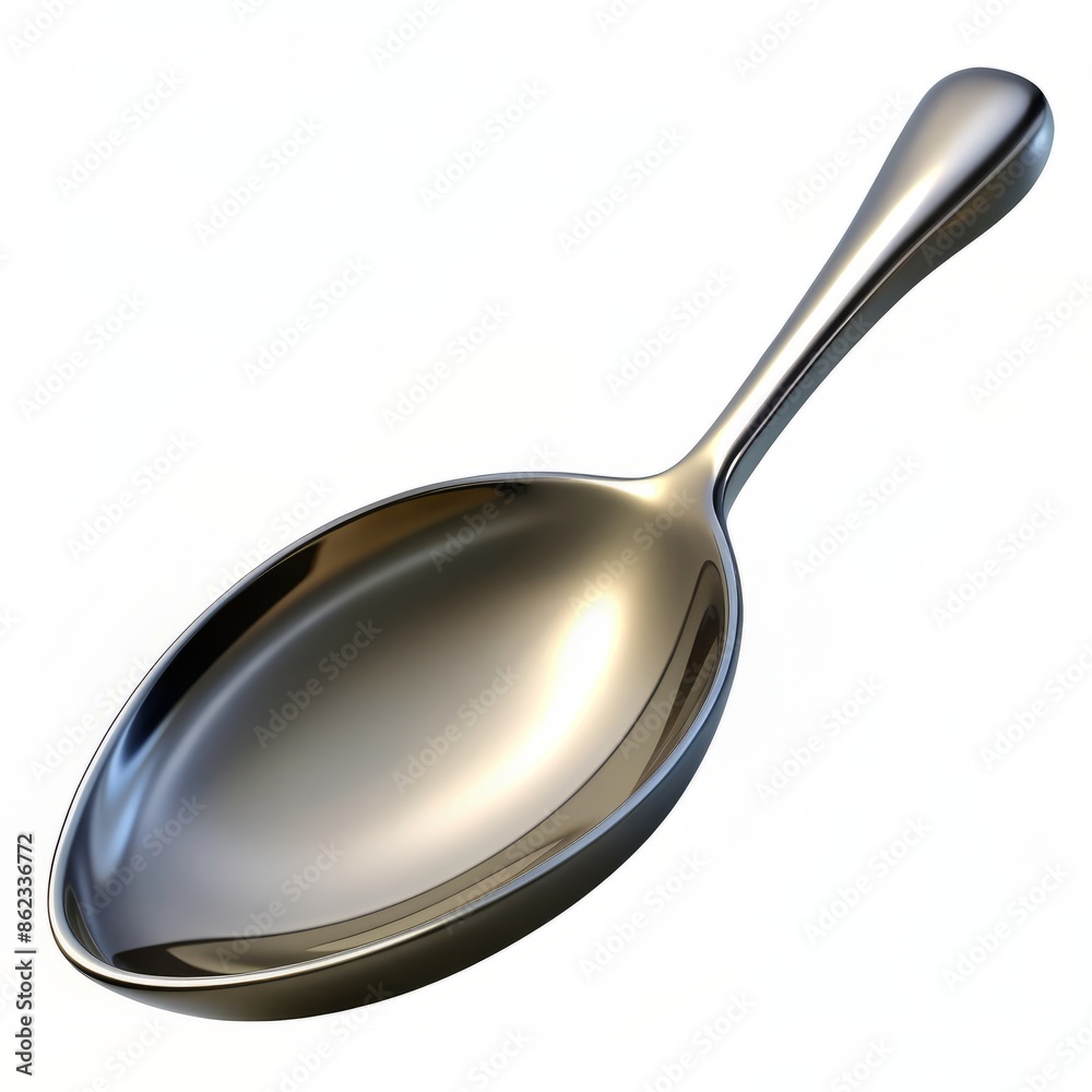 3D Render of a Silver Soup Spoon, on isolated white background, Generative AI 3D Render of a Silver Soup Spoon, on isolated white background, Generative AI