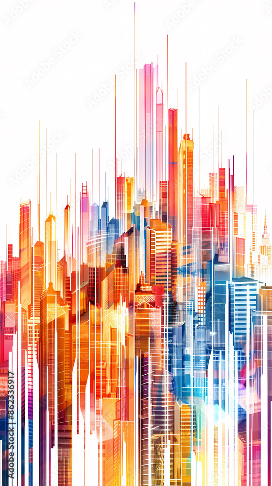 Abstract digital illustration of a city skyline Abstract digital illustration of a city skyline