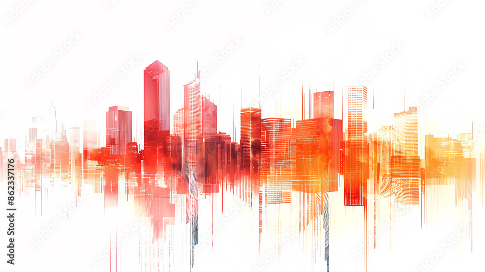 Abstract digital illustration of a city skyline Abstract digital illustration of a city skyline