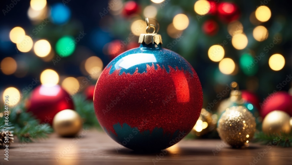 Merry Christmas and happy new year concept, Closeup Christmasball with bokeh, Xmas holiday background. Merry Christmas and happy new year concept, Closeup Christmasball with bokeh, Xmas holiday background.