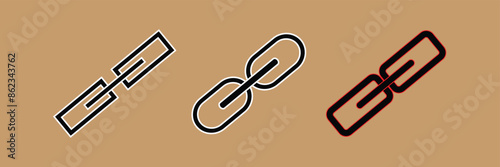 Internet URL or webpage url link icons set. Chain, link icon vector isolated on white background