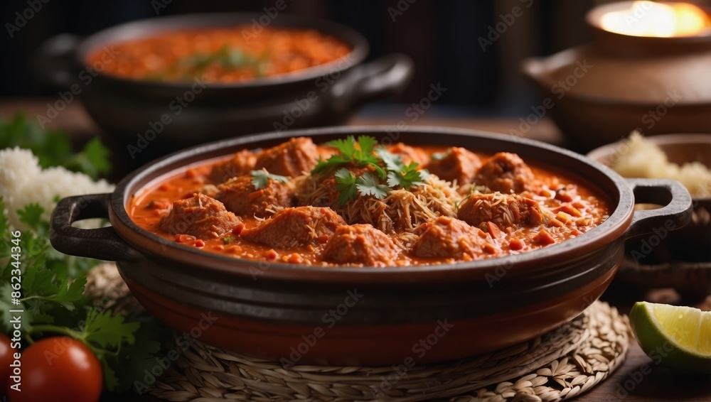 Thieboudienne is a traditional dish from Senegal Prepared with fish, rice and tomato sauce cooked in one pot. Thieboudienne is a traditional dish from Senegal Prepared with fish, rice and tomato sauce cooked in one pot.