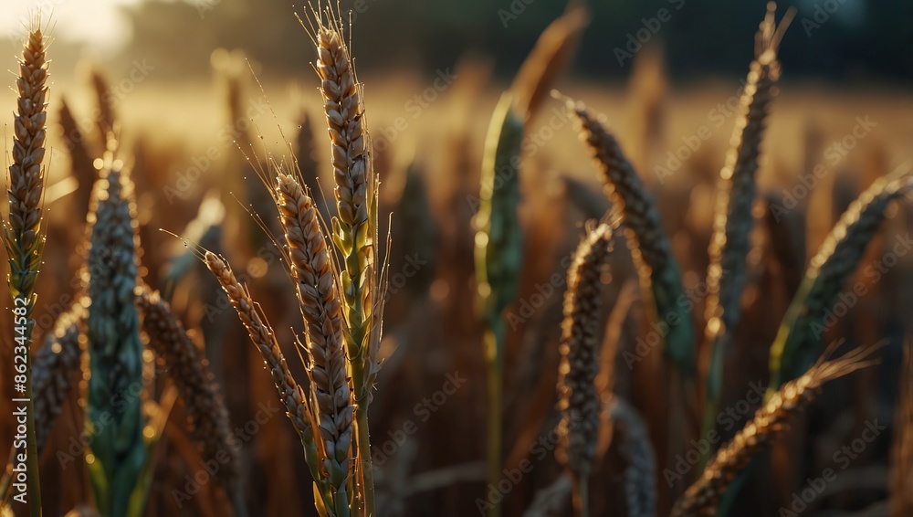 PFAS chemical contamination on wheat ears, concept of environmental pollution and ecology impact, health risk, banner. PFAS chemical contamination on wheat ears, concept of environmental pollution and ecology impact, health risk, banner.