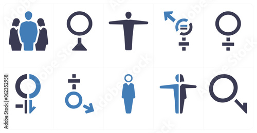 A set of 10 gender icons as Symbol, pride, bisexual