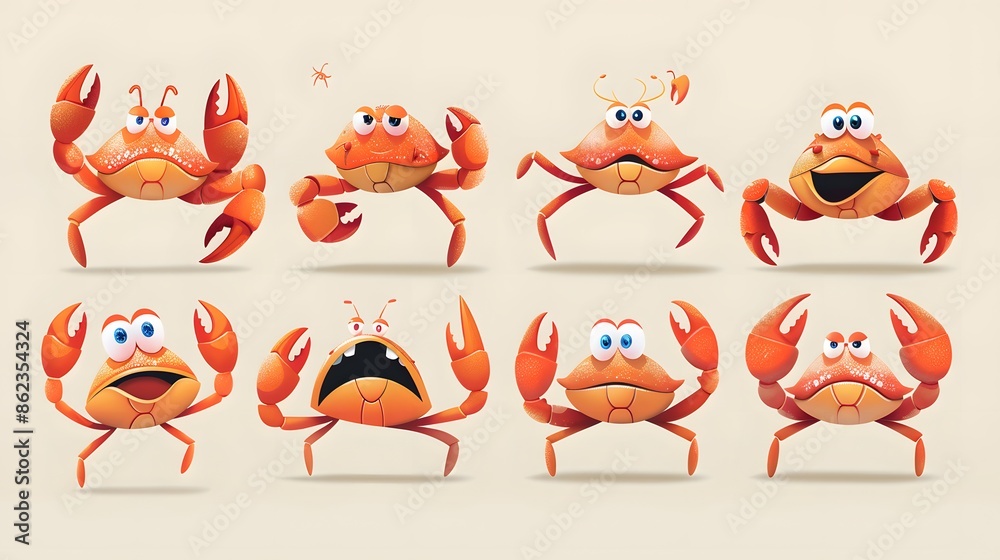 Cartoon happy crab isolated on white background. Cartoon happy crab isolated on white background.