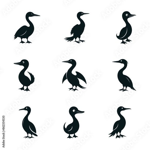 Galapagos Cormorant Silhouette - Vector Icon Art