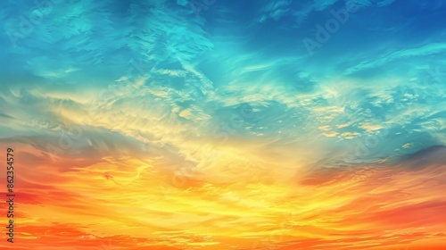 Colorful Panoramic Sunset SkyRich Gradient Overlapping Clouds Image