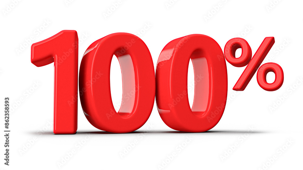 Number 100 Percent Red 3D Render Number 100 Percent Red 3D Render
