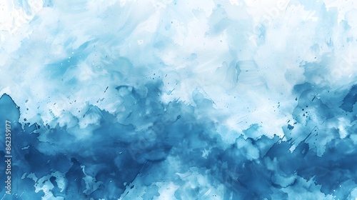 Watercolor illustration art abstract blue color texture background, clouds and sky pattern. Watercolor stain with hand paint, cloudy pattern on watercolor paper for wallpaper banner and any design