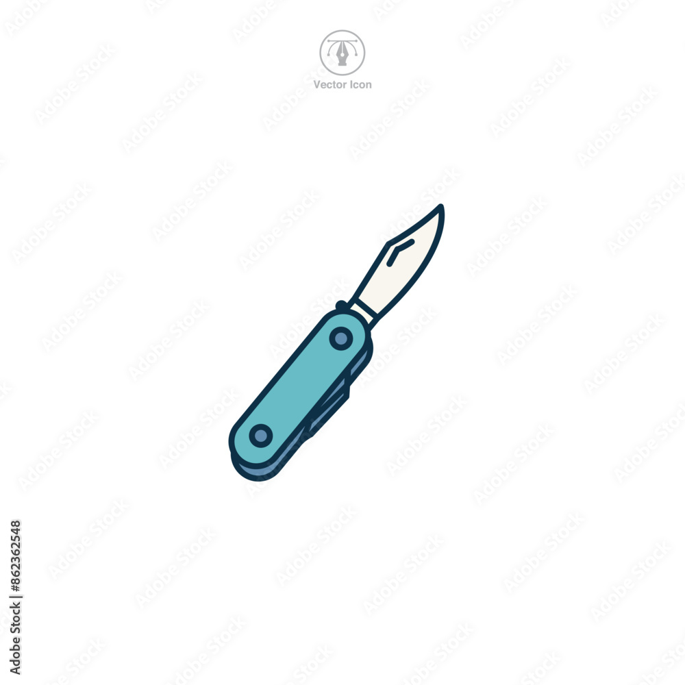 Swiss camping pocket knife Icon symbol vector illustration isolated on white background Swiss camping pocket knife Icon symbol vector illustration isolated on white background