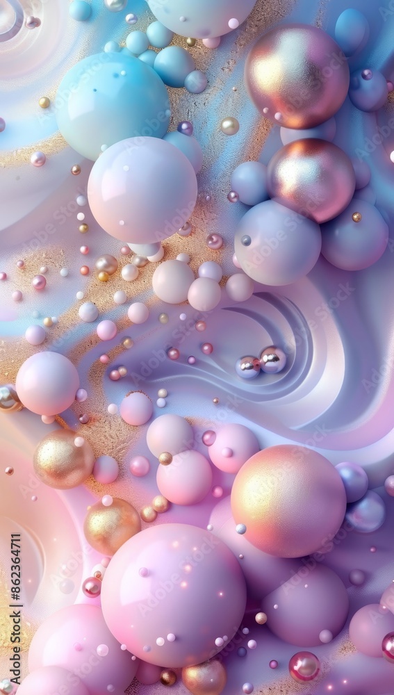 Soft pastel 3D gradient wallpaper with colorful spheres in abstract composition Soft pastel 3D gradient wallpaper with colorful spheres in abstract composition
