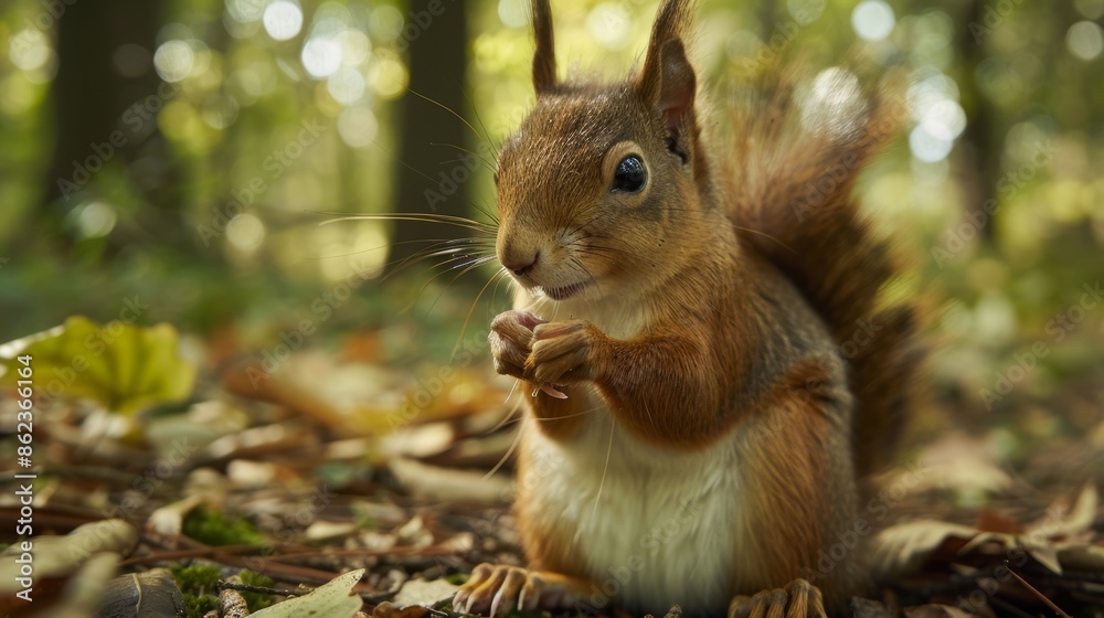 Compassionate disabled squirrel finding solace in nature's embrace. Compassionate disabled squirrel finding solace in nature's embrace.