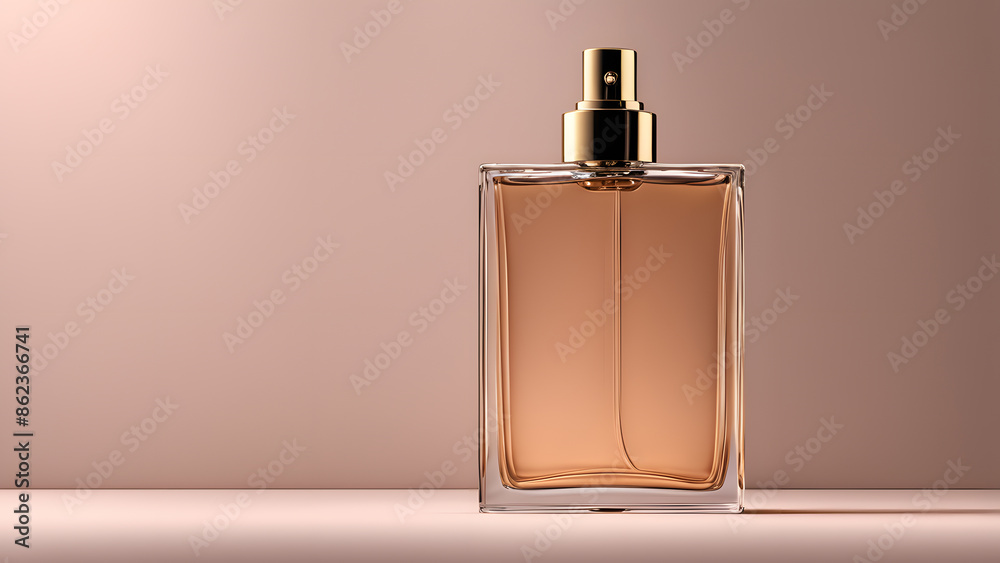 A bottle of perfume is sitting on a table A bottle of perfume is sitting on a table