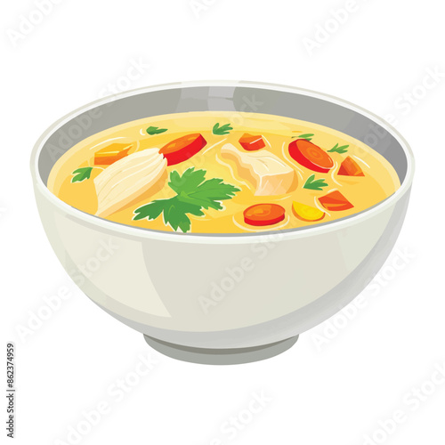 vector chicken soup in a bowl vector