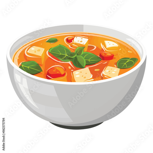vector chicken soup in a bowl vector