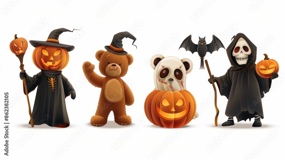 Halloween character collection Set of cute pumpkin vectors Halloween character collection Set of cute pumpkin vectors